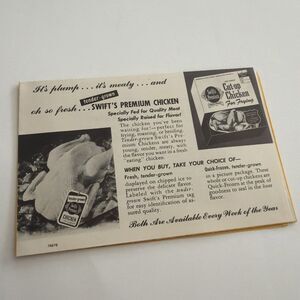 Vintage Recipe Booklet Pamphlet Advertising SWIFT PREMIUM CHICKEN Martha Logan